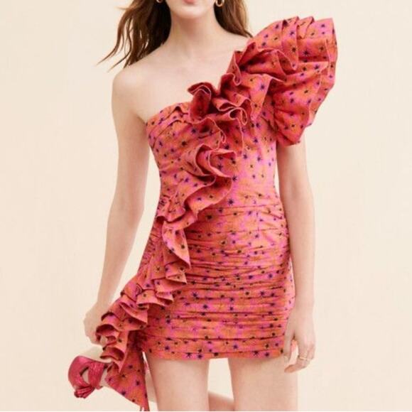 Celia B Bali Ruffle One Shoulder Mini Dress Size XL - Picture 1 of 7
